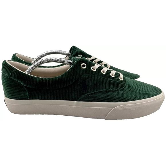 Polo Ralph Lauren Keaton Men's Green Corduroy Sneakers Shoes Size 11 Pony Logo - Picture 3 of 8